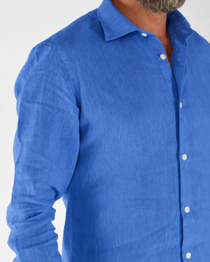 Camicia uomo in lino lavato con collo Truzzi