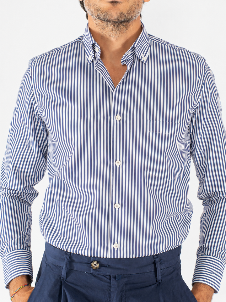 Camicia uomo a righe Custom Fit in cotone con collo Button Down