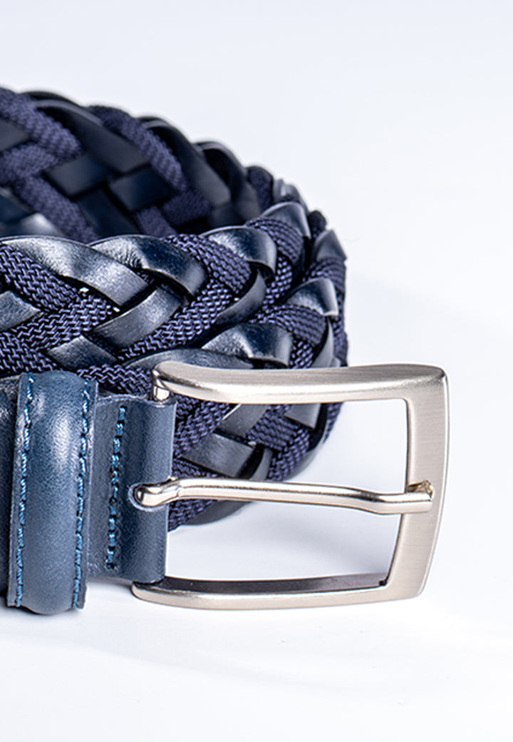 Cintura uomo intrecciata con finiture in pelle