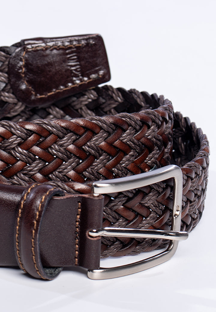 Cintura uomo intrecciata con finiture in pelle