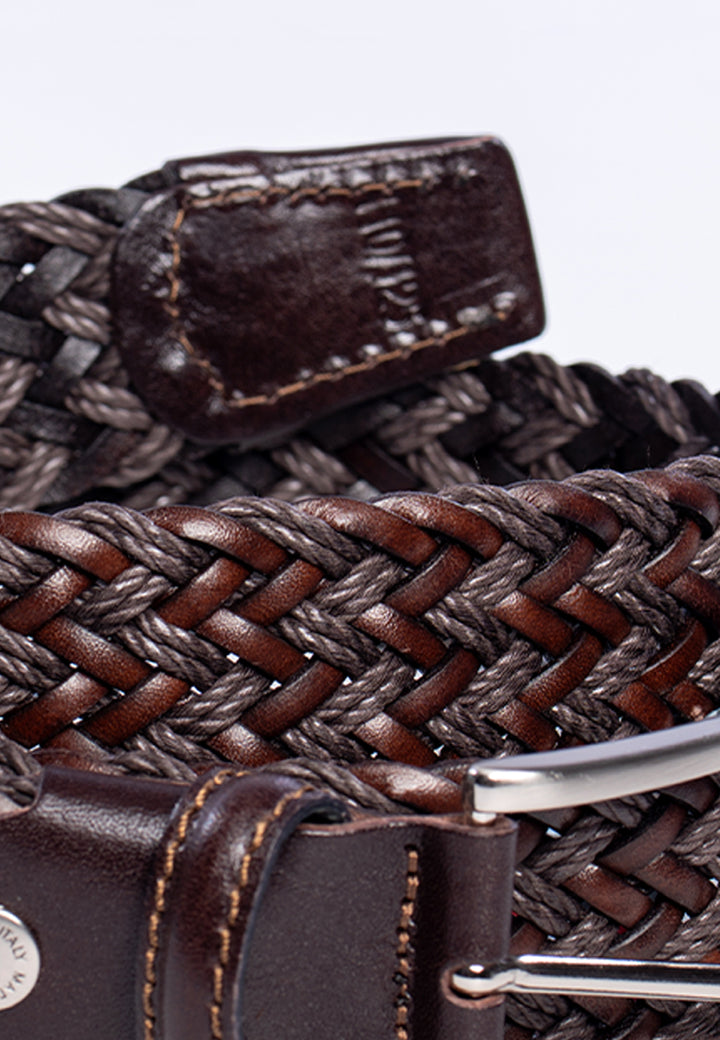 Cintura uomo intrecciata con finiture in pelle