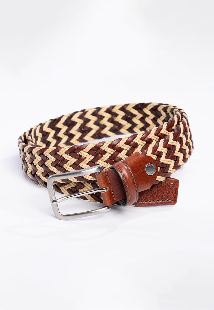 Cintura uomo intrecciata con finiture in pelle