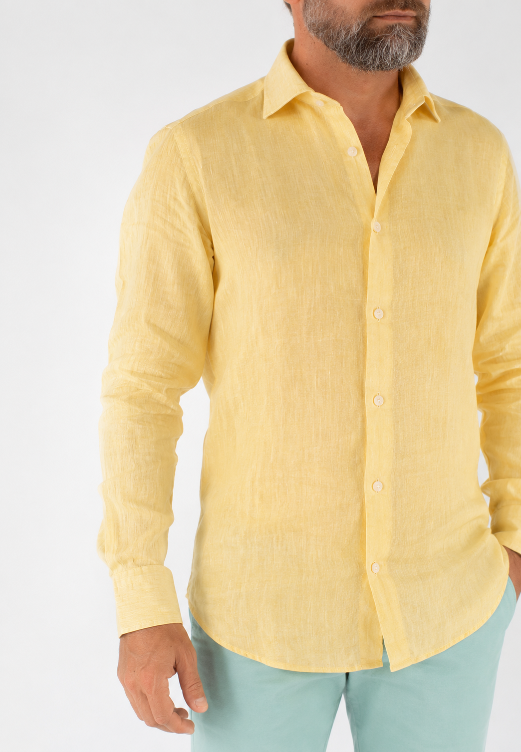 Camicia uomo in lino lavato con collo Truzzi