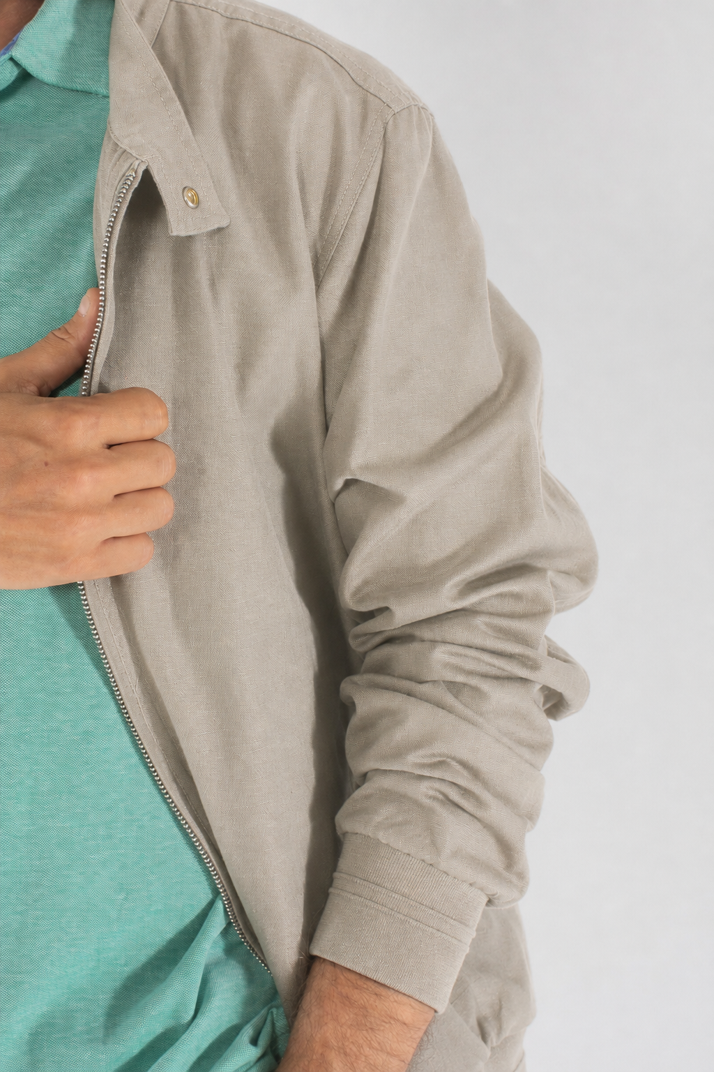 Giubbino uomo in lino e cotone con zip