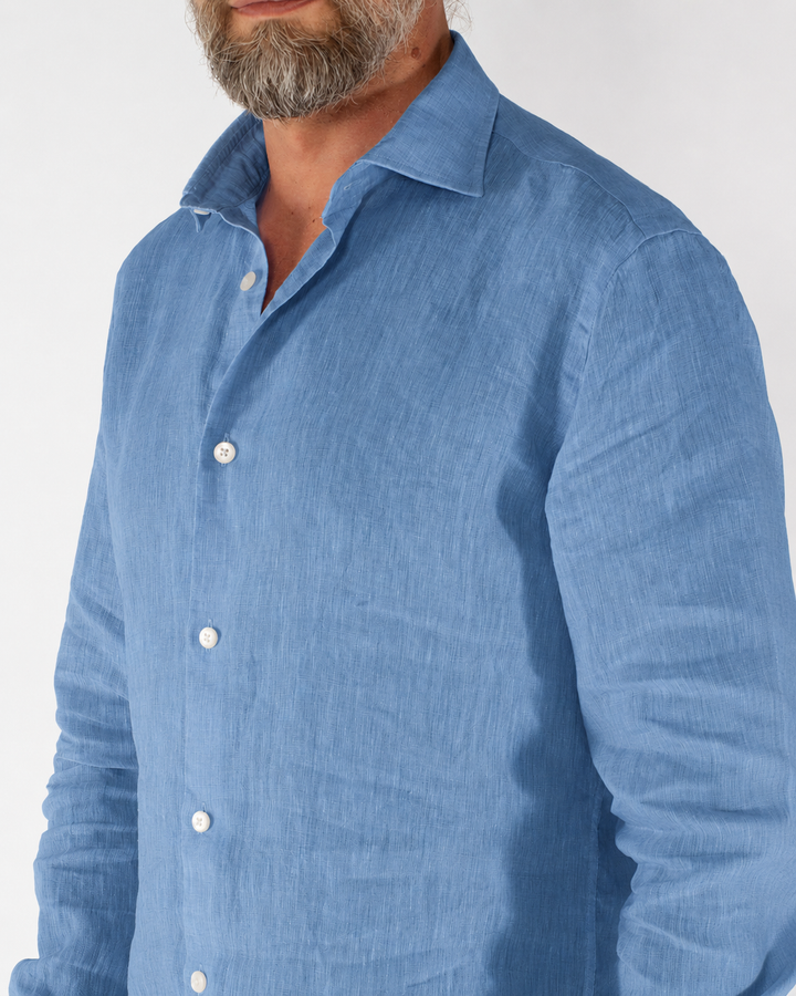 Camicia uomo in lino lavato con collo Truzzi