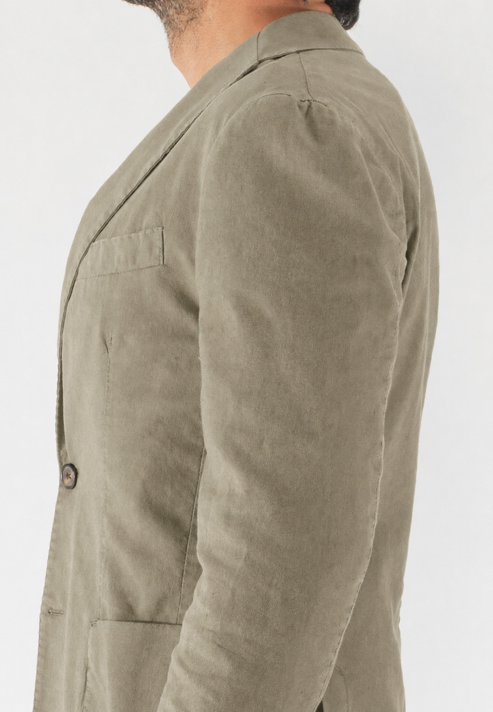 Giacca uomo in lino con tasche a toppa