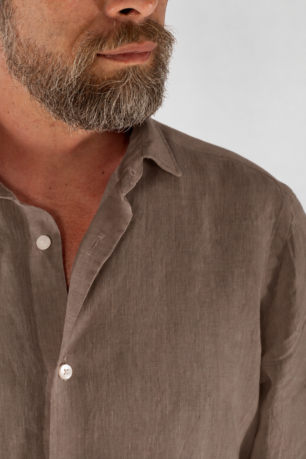 Camicia uomo in lino lavato con collo Truzzi