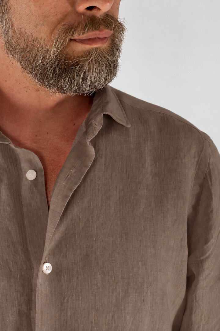 Camicia uomo in lino lavato con collo Truzzi