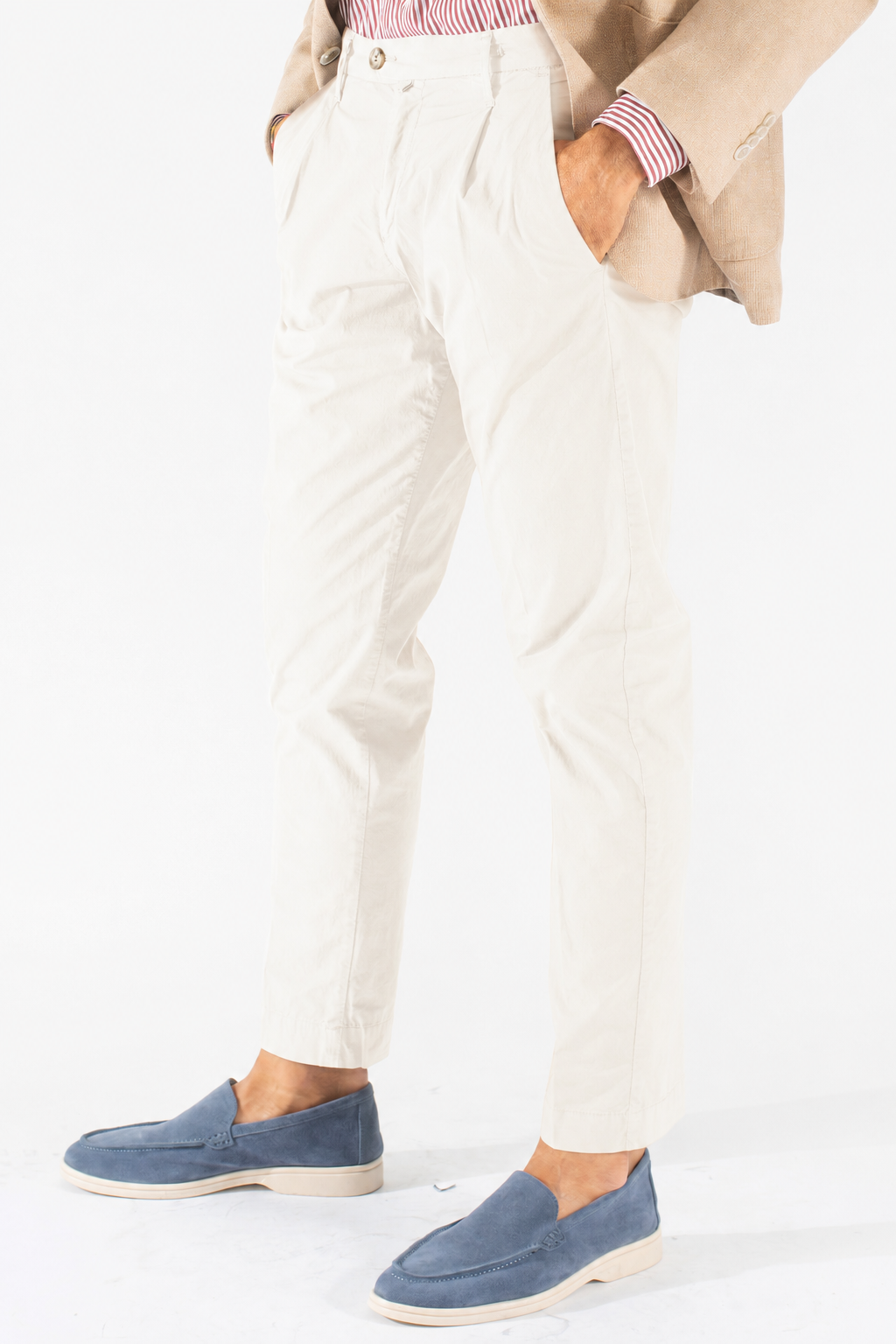 Pantalone uomo in cotone elasticizzato con pince