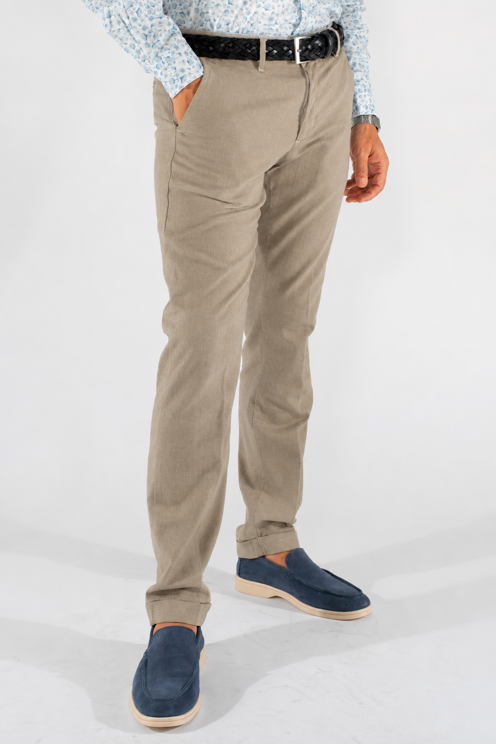 Pantalone uomo Capri fit in cotone stretch nido d’ape