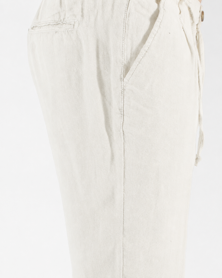 Pantalone uomo in puro lino con pince e coulisse