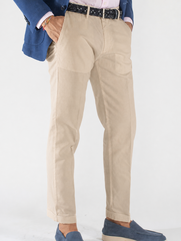 Pantalone uomo bianco Capri fit in cotone e lino