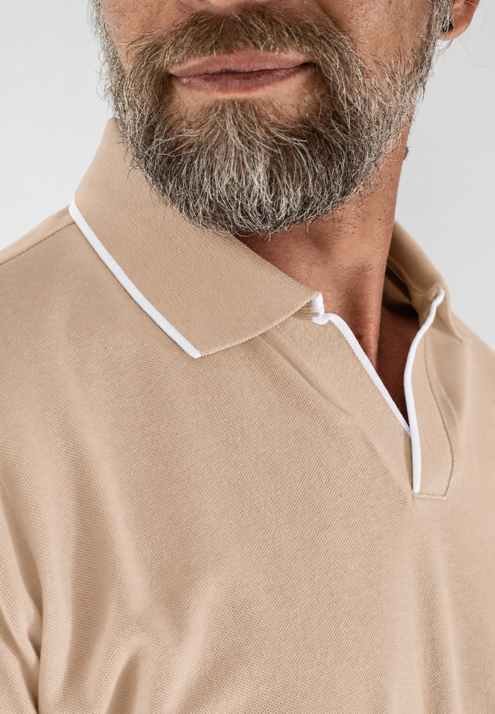 Polo uomo slim fit in cotone elasticizzato con profili colorati