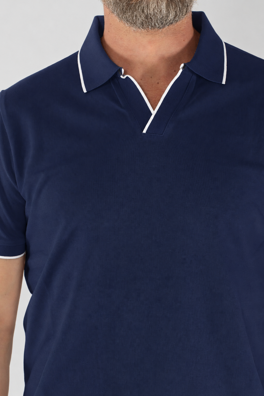Polo uomo slim fit in cotone elasticizzato con profili colorati