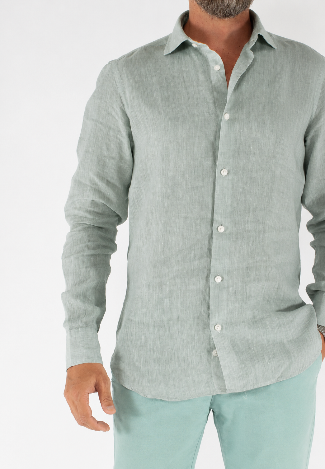 Camicia uomo in lino lavato con collo Truzzi