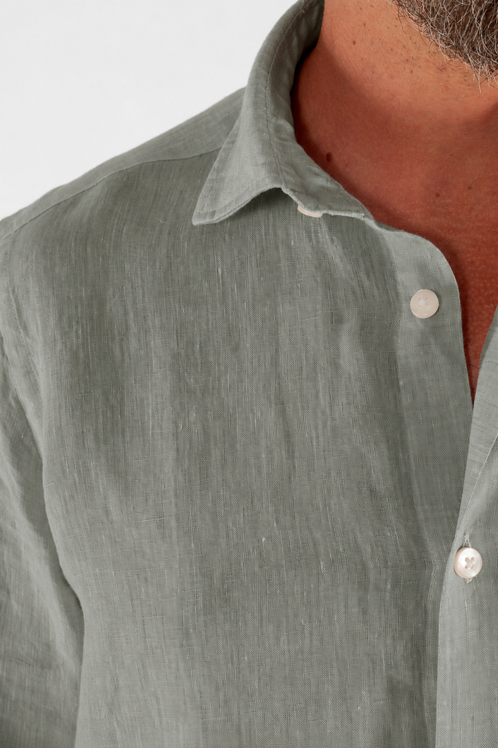 Camicia uomo in lino lavato con collo Truzzi